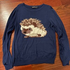 Charming Hedgehog Navy Sweater